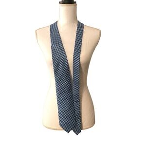 Faconnable 100% Silk Blue Polka Dot Tie Handmade In Italy 60” Length Necktie